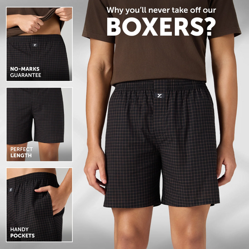 XYXX Printed Outer Boxers - Mocha Black