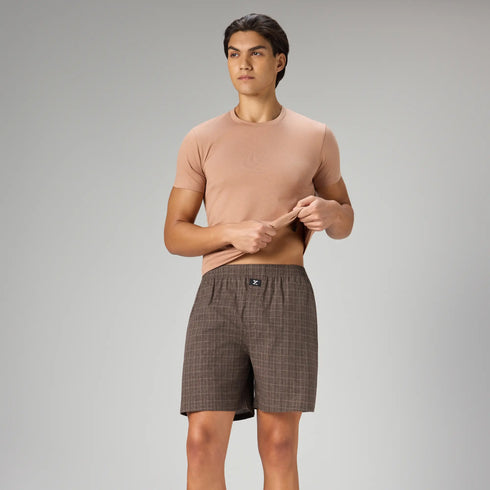 XYXX Printed Outer Boxers - Walnut Brown