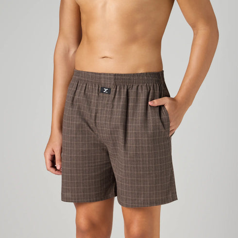 XYXX Printed Outer Boxers - Walnut Brown