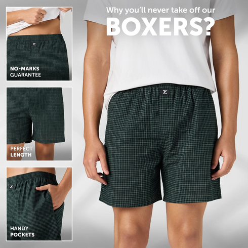 XYXX Printed Outer Boxers - Forest Green