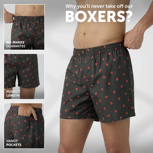 XYXX Printed Inner Boxers - Strawberry Grey
