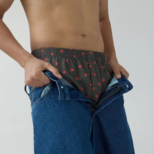 XYXX Printed Inner Boxers - Strawberry Grey