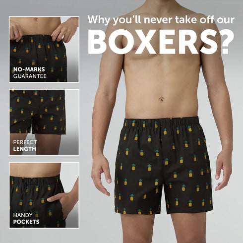 XYXX Remix Cotton Boxers Pineapple Black