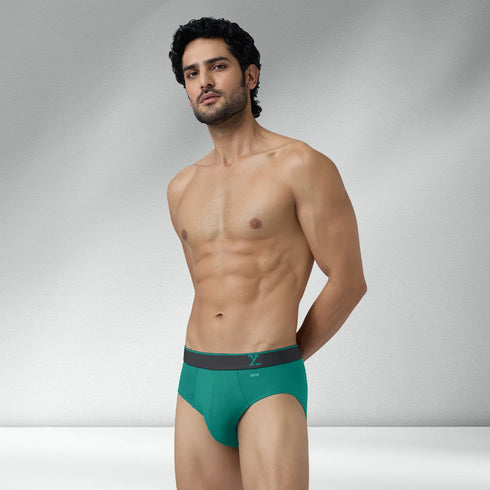 XYXX Traq Silver Cotton Briefs Aqua Green