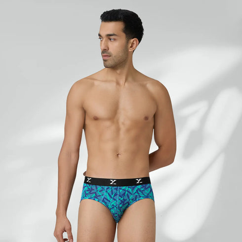 XYXX Shuffle Modal Briefs Aqua Strokes