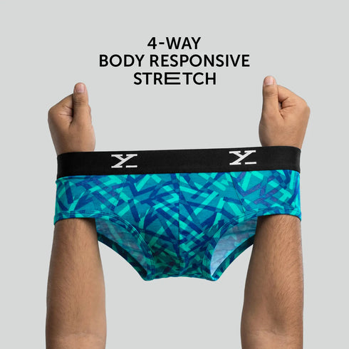 XYXX Shuffle Modal Briefs Aqua Strokes