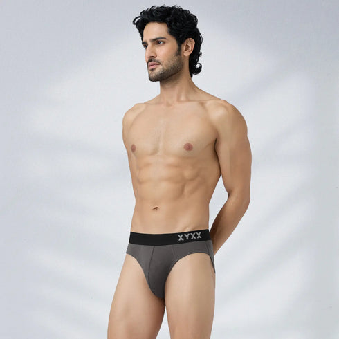 XYXX Pace Cotton Rib Briefs Charcoal Grey