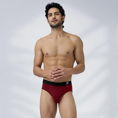 XYXX Aero Silver Cotton Briefs Bold Burgundy
