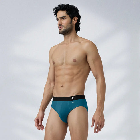 XYXX Aero Silver Cotton Briefs Green Emerald