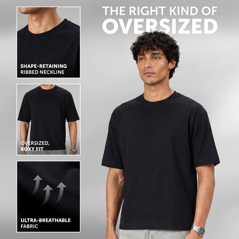 XYXX Boxy Oversized Crewneck T-shirt - Pitch Black