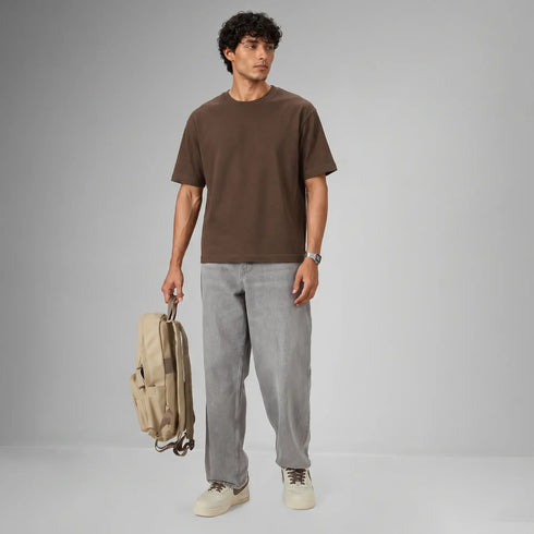 XYXX Boxy Oversized Crewneck T-shirt - Espresso Brown