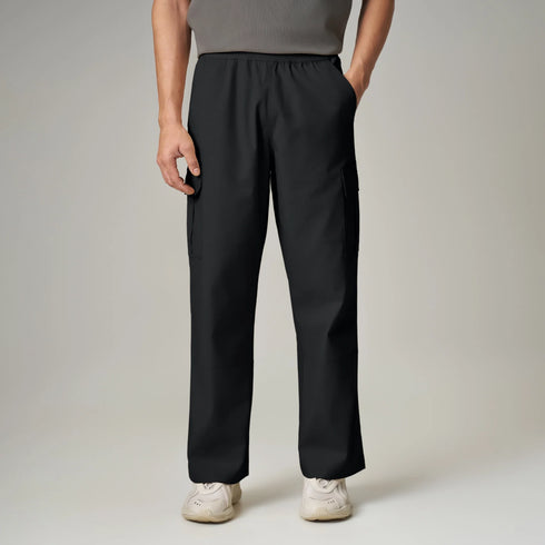 XYXX Textured Wide-Straight Fit Cargo Pants - Onyx Black