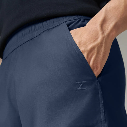 XYXX Textured Wide-Straight Fit Cargo Pants - Midnight Blue