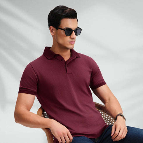 XYXX Supima Cotton Slim Fit Polo - Merlot Maroon