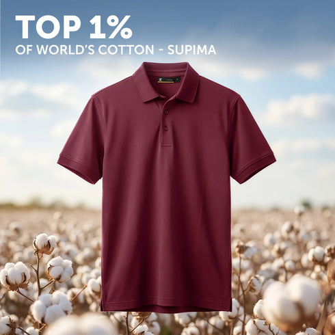 XYXX Supima Cotton Slim Fit Polo - Merlot Maroon