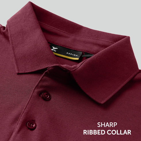 XYXX Supima Cotton Slim Fit Polo - Merlot Maroon