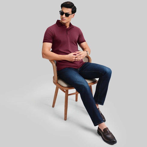 XYXX Supima Cotton Slim Fit Polo - Merlot Maroon