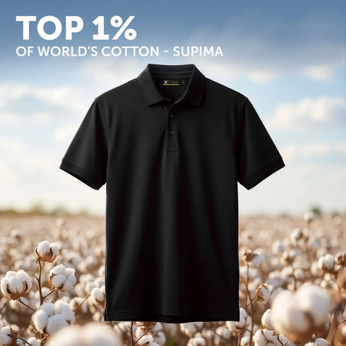 XYXX Supima Cotton Slim Fit Polo - Black Knight