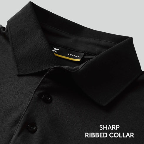 XYXX Supima Cotton Slim Fit Polo - Black Knight