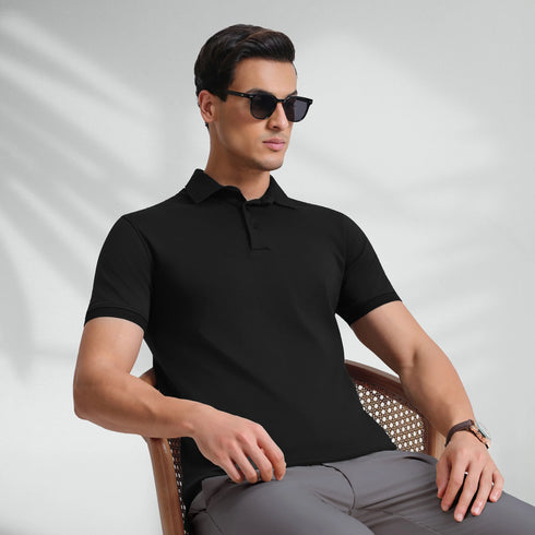 XYXX Supima Cotton Slim Fit Polo - Black Knight