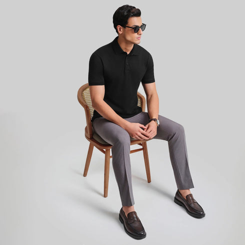 XYXX Supima Cotton Slim Fit Polo - Black Knight