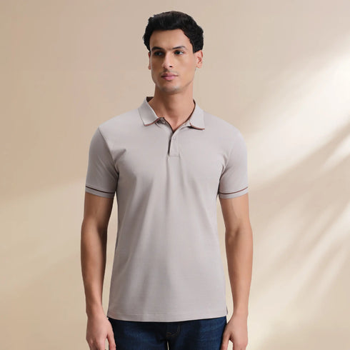 XYXX Pique Polo T-shirt - Warm Grey