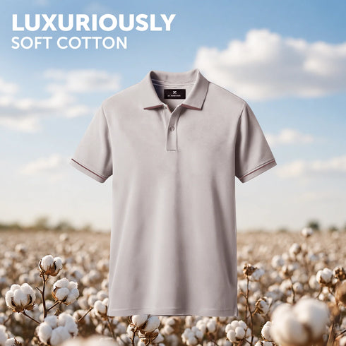 XYXX Pique Polo T-shirt - Warm Grey