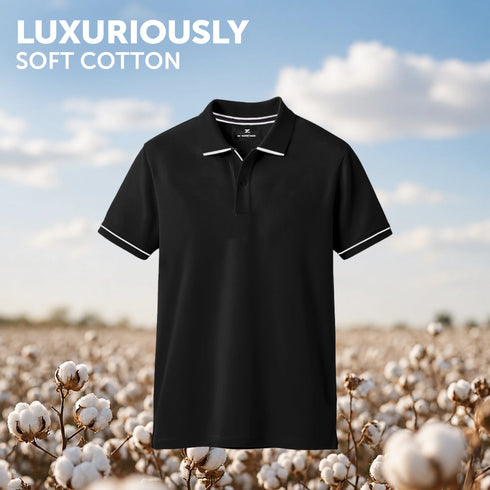 XYXX Pique Polo T-shirt - Pitch Black