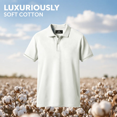 XYXX Pique Polo T-shirt - Almond White