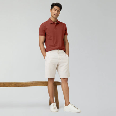 XYXX Combed Cotton Polo T-shirt - Brick Red