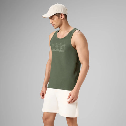 XYXX Cotton Lounge Vest - Olive Green