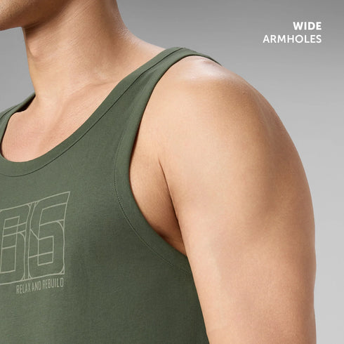 XYXX Cotton Lounge Vest - Olive Green