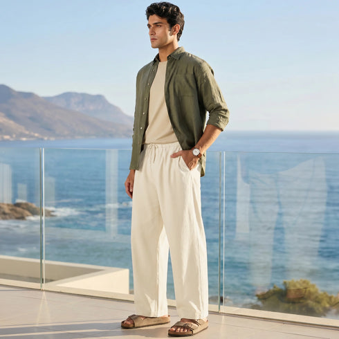 XYXX Relaxed Fit Cotton Easy Pants - Ivory Latte