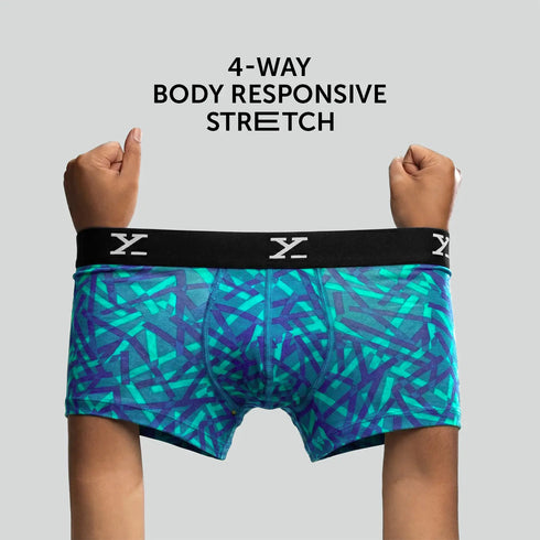 XYXX Shuffle Modal Trunks Aqua Strokes