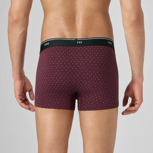 XYXX Odour-Free Printed Cotton Trunks - Bordeaux Red