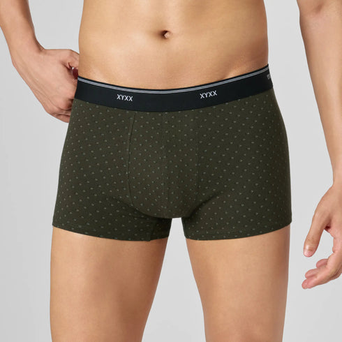 XYXX Odour-Free Printed Cotton Trunks - Olive Green