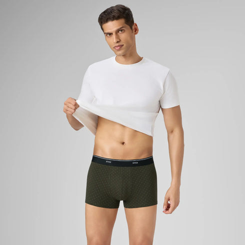 XYXX Odour-Free Printed Cotton Trunks - Olive Green
