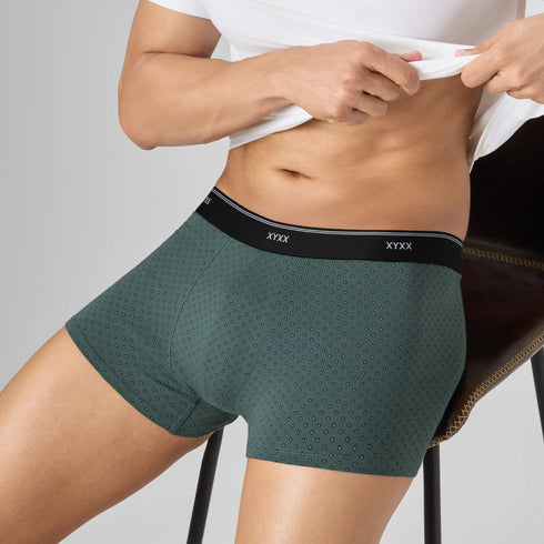 XYXX Odour-Free Printed Cotton Trunks - Muted Teal Green