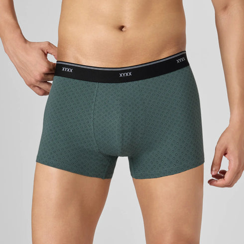 XYXX Odour-Free Printed Cotton Trunks - Muted Teal Green