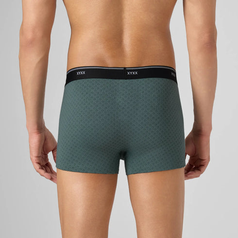 XYXX Odour-Free Printed Cotton Trunks - Muted Teal Green