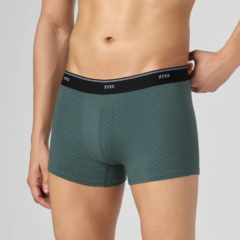 XYXX Odour-Free Printed Cotton Trunks - Muted Teal Green