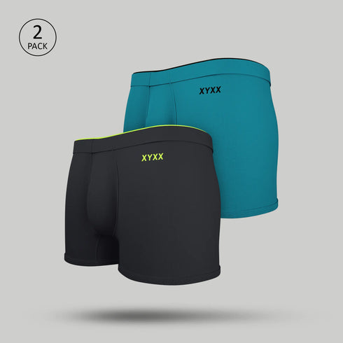 XYXX Uno Cotton Trunks Pack of 2 (Graphite Grey/Ocean Blue)