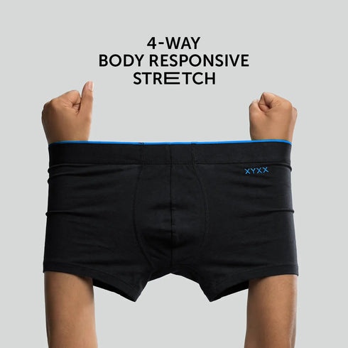 XYXX Uno Cotton Trunks Pack of 2 (Black Knight/Ocean Blue)