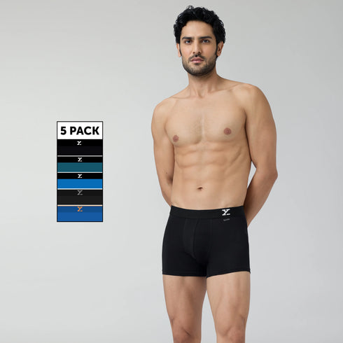 XYXX Aero Traq Cotton Trunks Black Blue Green (Pack of 5)