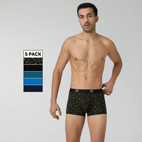 XYXX Aero Rave Cotton Trunks Black Blue Green (Pack of 5)