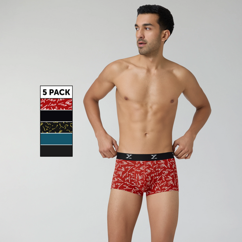 XYXX Aero Traq Rave Cotton Trunks Black Red Green (Pack of 5)
