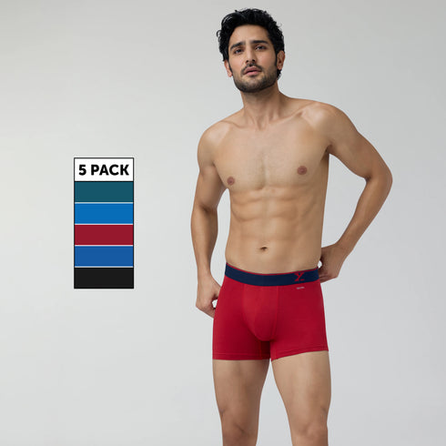 XYXX Aero Traq Pace Cotton Trunks Black Green Red Blue (Pack of 5)