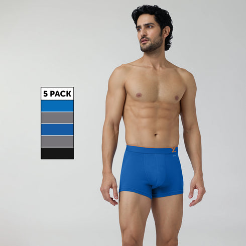 XYXX Aero Traq Cotton Trunks Black Grey Blue (Pack of 5)