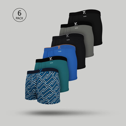 XYXX Parallax Aero Traq Cotton Trunks Blue Black (Pack of 6)