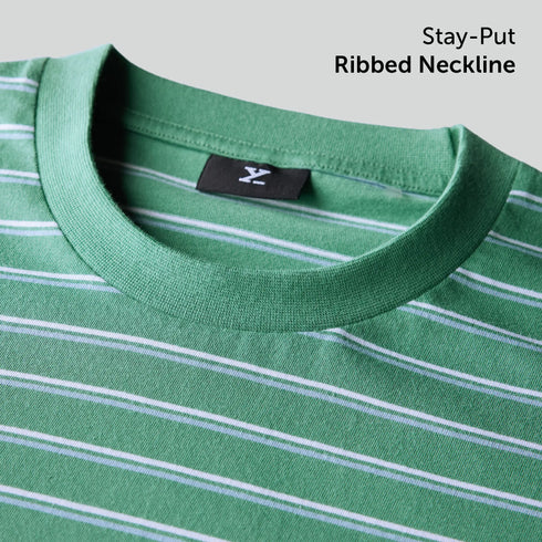 XYXX Stripe Cotton Crewneck T-shirt - Irish Green